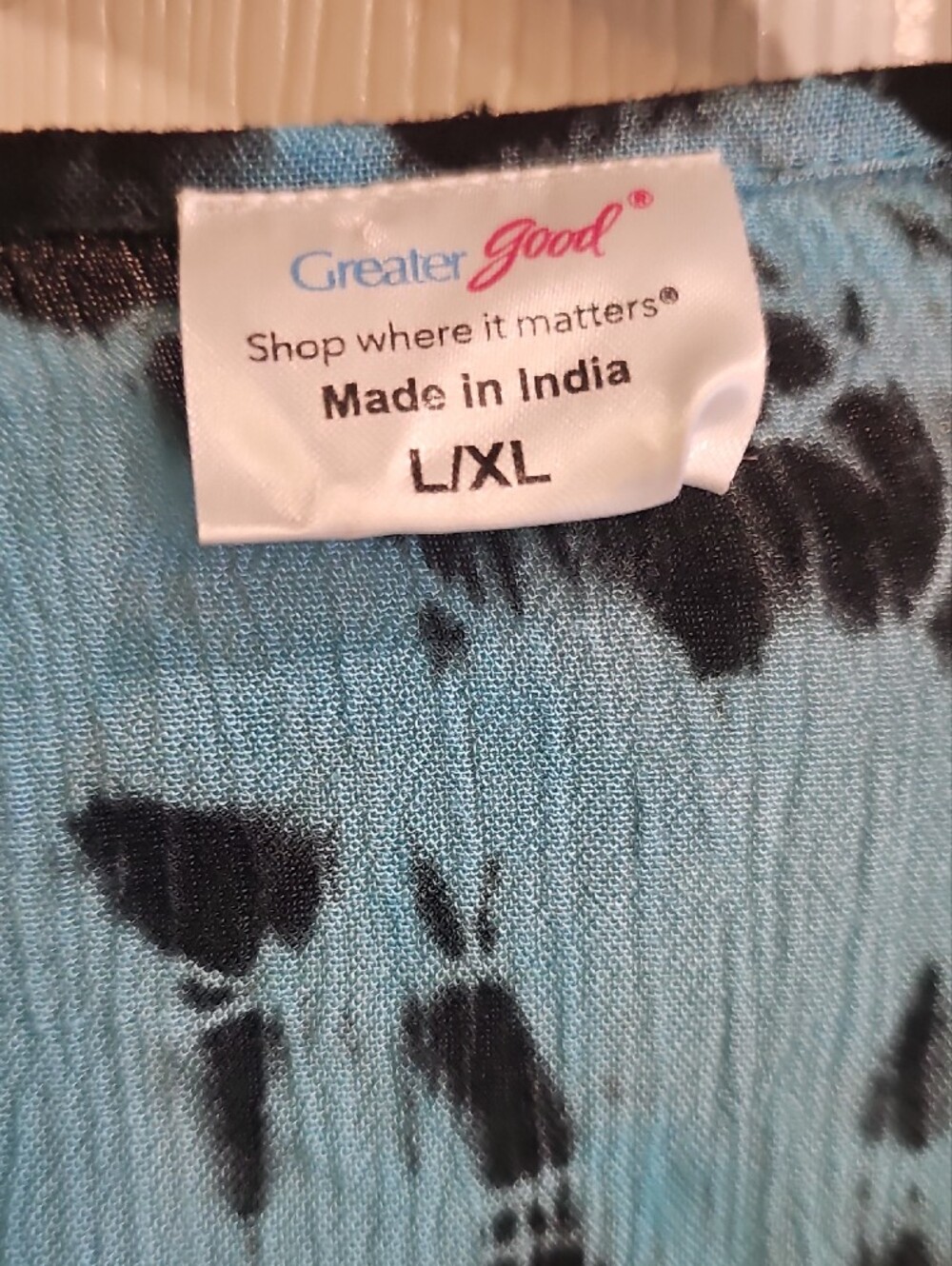 Greater Good Tie-Dye V-Neck Gauzy Tunic Top - Aqua, Purple & Red L/XL - Picture 3 of 14